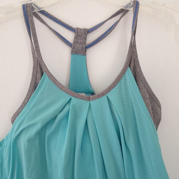 Ivivva Double Dutch Tank Blue Gray Racerback Built in Bra Strappy Girls 14 - Picture 3 of 11